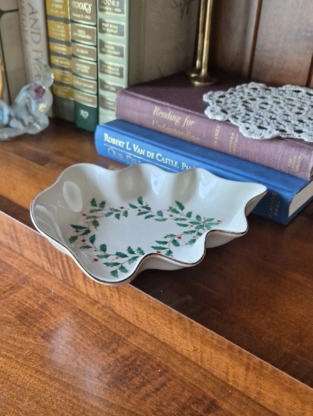 Lenox Holiday Holly Tree Candy Dish